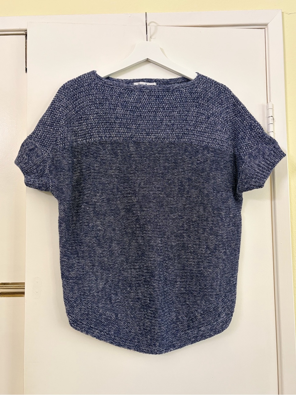 Tommy Bahama Linen Cotton Blend Blue Marled Short Sleeve Sweater Top Size S